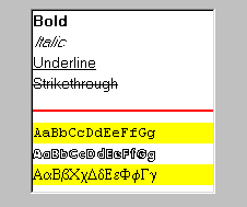 Each item's font, color, enabled and checked state can be modified.