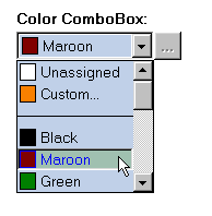Selecting colors is extremely easy and effective with our color combobox!